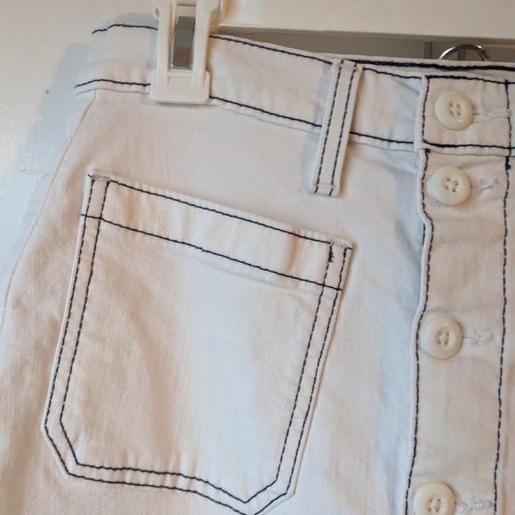 J. Crew White Denim Button Up Jean Pencil Midi Skirt Size 28 - Picture 7 of 9